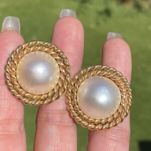 Pendientes antiguos de oro y perla